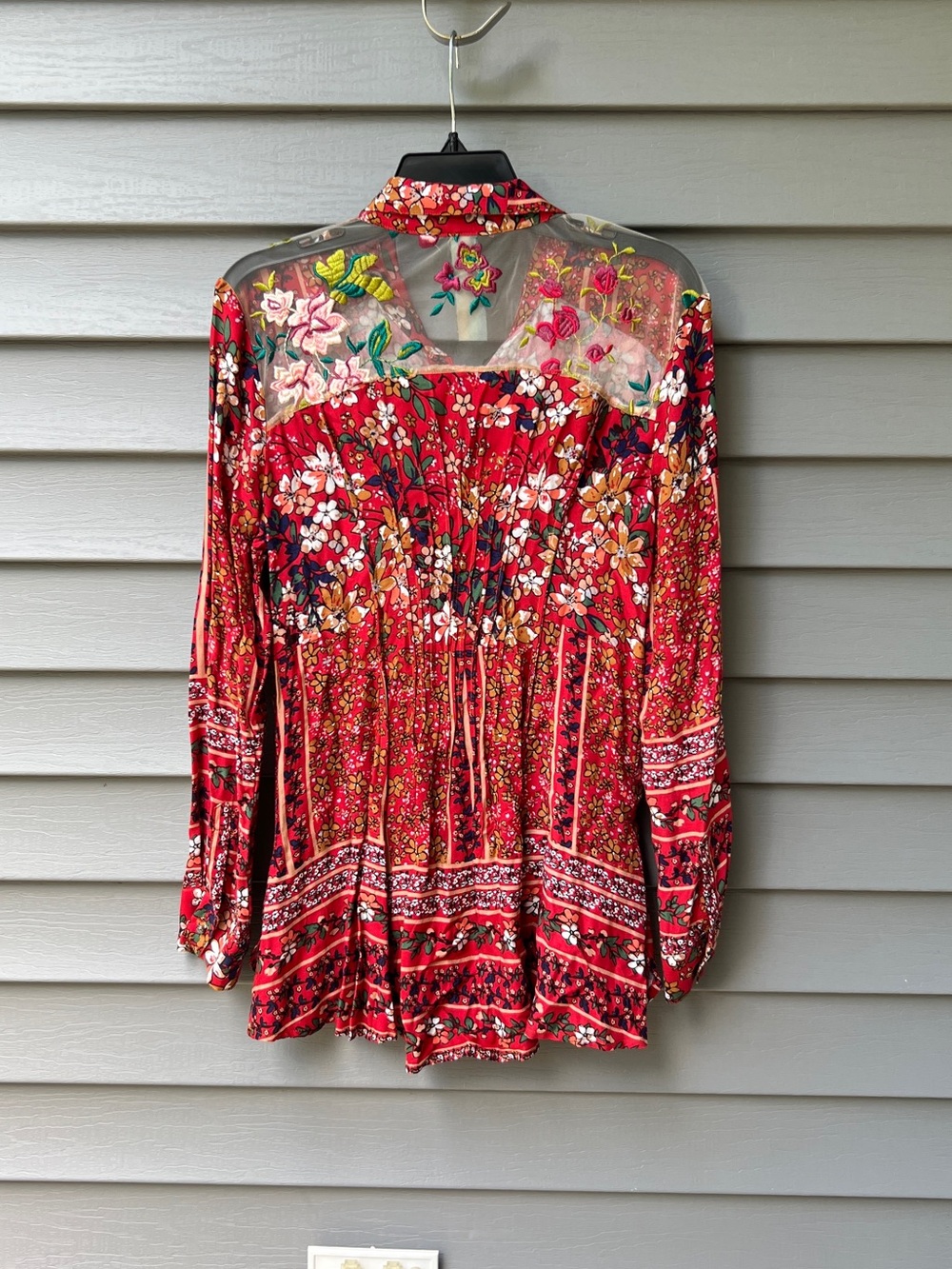 Aratta Silent Journey Floral Button Down Top Embroidered Women’s S Multicolor